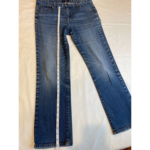 Chaps Women's Jeans Straight Leg Denim Cotton High Rise Five Pockets Blue SZ 12P - Picture 5 of 9